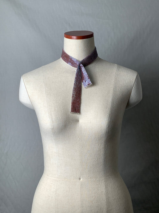 【受注販売】tie collar Square type A necklace coral red clear