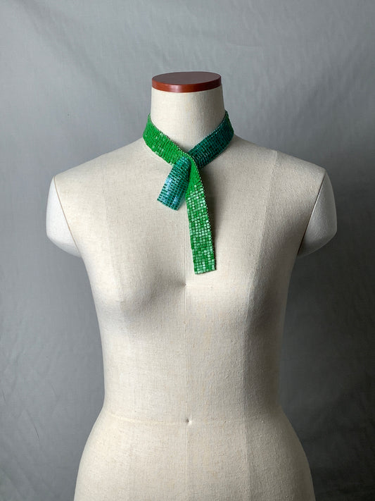 【受注販売】tie collar Square type B necklace paint green