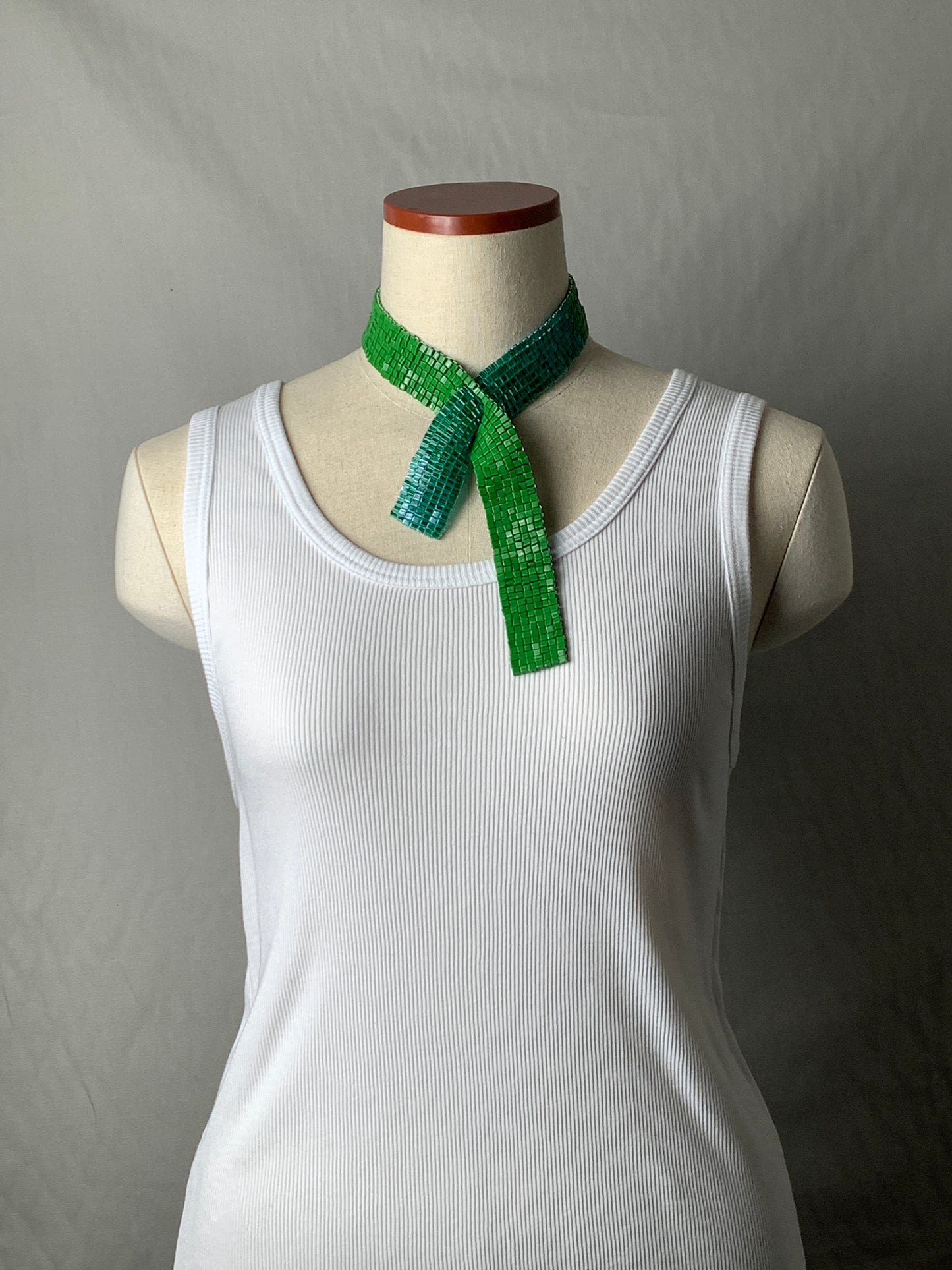 【受注販売】tie collar Square type B necklace paint green