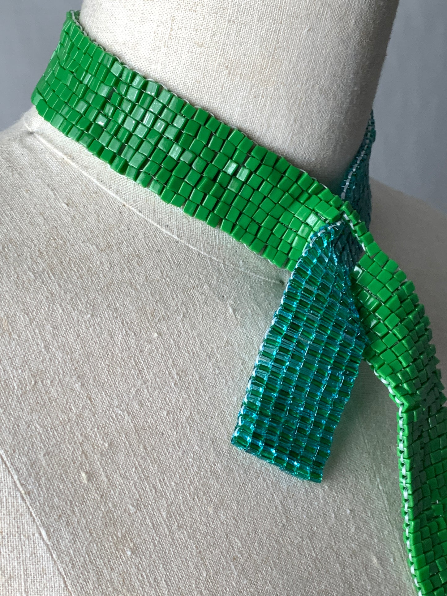 【受注販売】tie collar Square type B necklace paint green