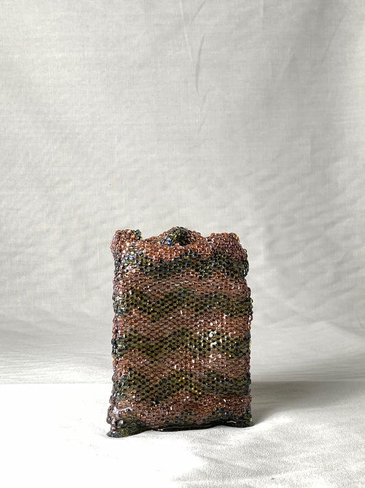 【受注販売】flower vase zigzag knit orange×green